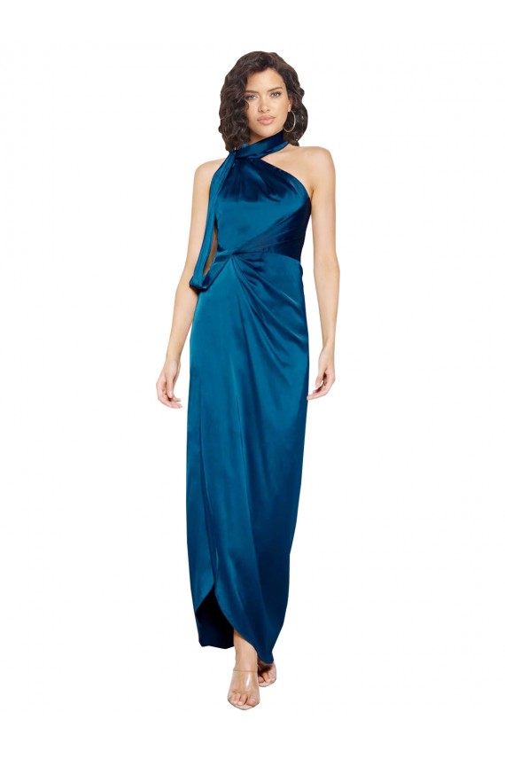 Peacock Blue Sheath High Neck Long Formal Evening Gown / Prom Dress / Bridesmaid Dress Bolton