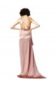Open Back Dusty Pink A-Line One Shoulder Long Formal Evening Gown / Prom Dress / Bridesmaid Dress Bolton