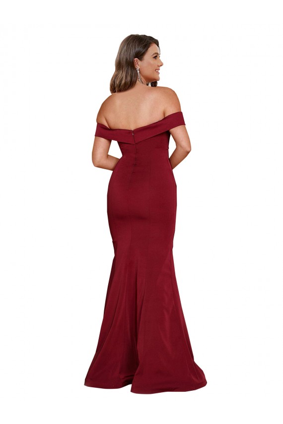 Burgundy Mermaid Off the Shoulder Long Formal Plus Size Evening Gown / Prom Dress / Bridesmaid Dress Bolton
