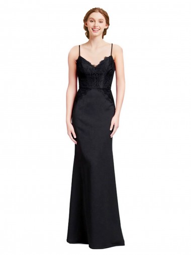 Low Back Black Mermaid V-Neck Long Prom Dress / Bridesmaid Dress Bolton