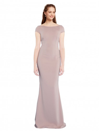 Tie Back Dusty Pink Mermaid Boat Neck Long Formal Evening Gown / Prom Dress / Bridesmaid Dress Bolton