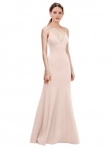 V-Back Pink A-Line V-Neck Long Formal Dress / Bridesmaid Dress Bolton