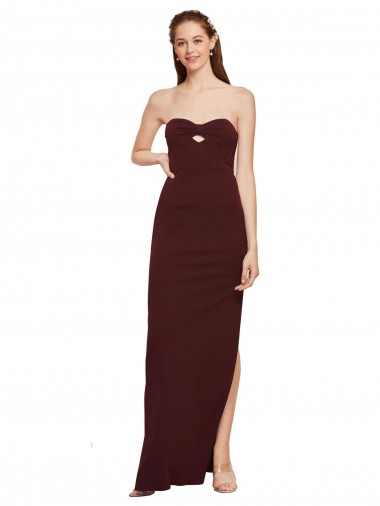 Burgundy Gold Sheath Strapless Long Formal Evening Gown / Prom Dress / Bridesmaid Dress Bolton