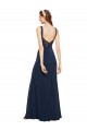 Low Back Dark Navy A-Line Round Neck Long Prom Dress / Bridesmaid Dress Bolton