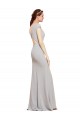 Open Back Dark Navy A-Line Boat Neck Long Formal Evening Gown / Prom Dress / Bridesmaid Dress Bolton