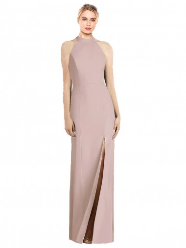 Open Back Dusty Pink Trumpet Halter Neck Long Semi Formal Evening Dress / Bridesmaid Dress Bolton