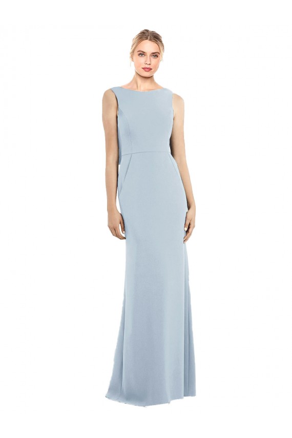 Backless Light Sky Blue Trumpet Bateau Neck Long Semi Formal Evening Dress / Prom Dress / Bridesmaid Dress Bolton