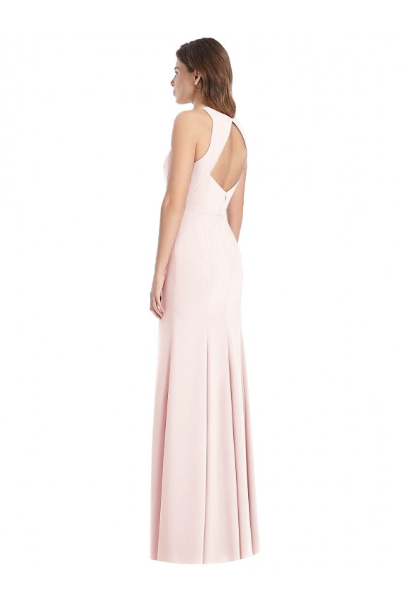 Open Back Pink Trumpet Bateau Neck Long Semi Formal Evening Dress / Prom Dress / Bridesmaid Dress Bolton
