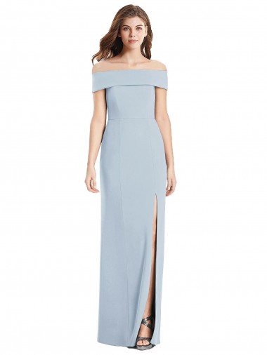 Light Sky Blue Trumpet Off the Shoulder Long Formal Dress / Bridesmaid Dress Bolton