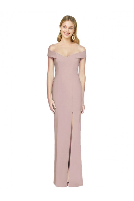 Open Back Dusty Pink Trumpet Off the Shoulder Long Semi Formal Evening Dress / Prom Dress / Bridesmaid Dress Bolton