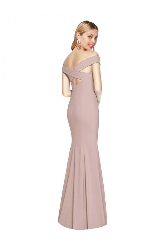Open Back Dusty Pink Trumpet Off the Shoulder Long Semi Formal Evening Dress / Prom Dress / Bridesmaid Dress Bolton