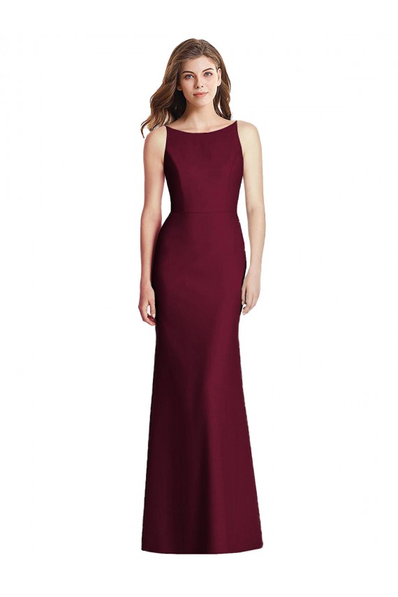 Open Back Burgundy Gold Trumpet Bateau Neck Long Semi Formal Evening Dress / Bridesmaid Dress Bolton
