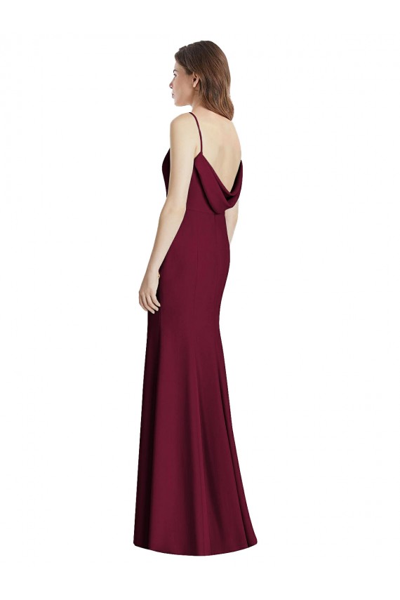 Open Back Burgundy Gold Trumpet Bateau Neck Long Semi Formal Evening Dress / Bridesmaid Dress Bolton