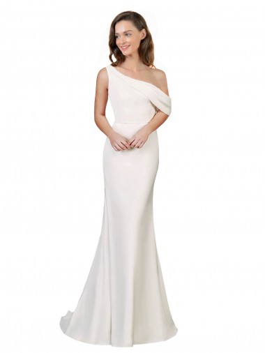 Ivory Sheath One Shoulder Sweep Train Formal Evening Gown / Prom Dress / Bridesmaid Dress Bolton