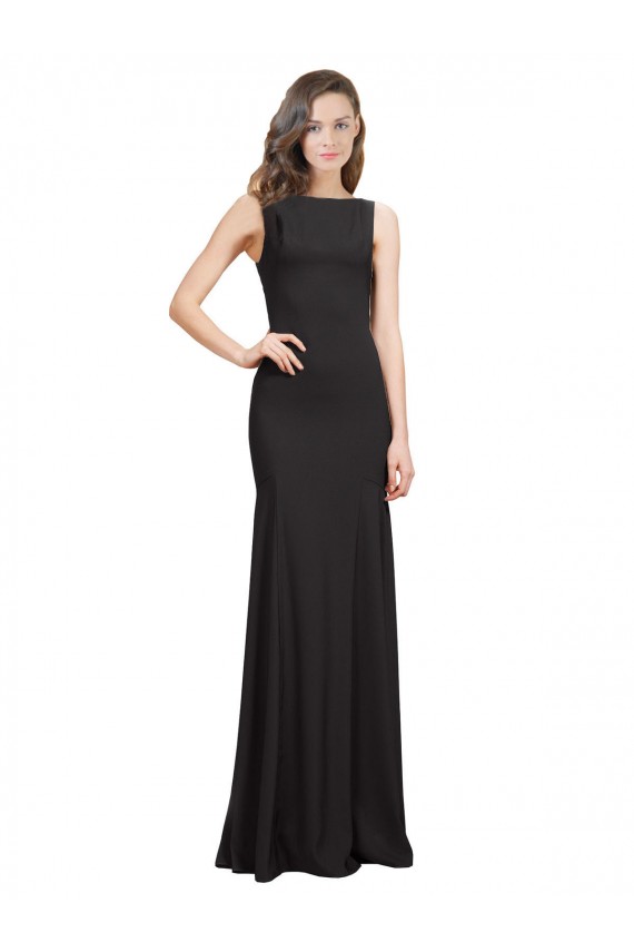 Open Back Black Mermaid Bateau Neck Long Prom Dress / Bridesmaid Dress Bolton