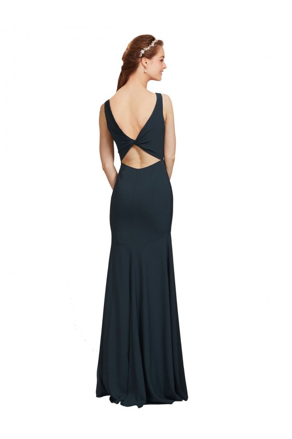 Open Back Black Mermaid Bateau Neck Long Prom Dress / Bridesmaid Dress Bolton