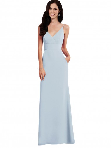 V-Back Light Sky Blue Trumpet V-Neck Long Formal Dress / Bridesmaid Dress Bolton