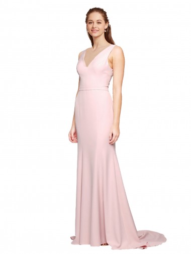 V-Back Pink A-Line V-Neck Sweep Train Black Tie Evening Dress / Prom Dress / Bridesmaid Dress Bolton