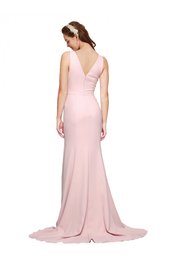 V-Back Pink A-Line V-Neck Sweep Train Black Tie Evening Dress / Prom Dress / Bridesmaid Dress Bolton