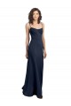 Low Back Dark Navy Sheath Scoop Neck Long Formal Dress / Bridesmaid Dress Bolton
