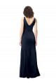 V-Back Dark Navy A-Line High Neck Long Formal Dress / Bridesmaid Dress Bolton
