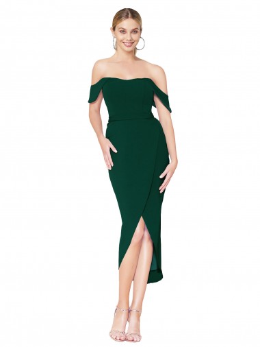 Midnight Green Mermaid High Neck Knee Length High Low Evening Gown / Prom Dress / Bridesmaid Dress Bolton
