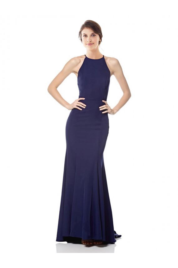 Navy Blue Mermaid High Neck Long Bridesmaid Dress / Formal Dress Bolton