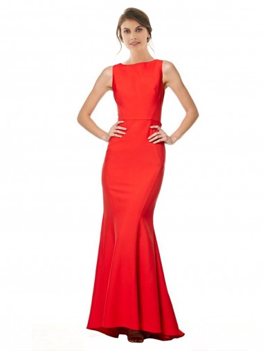 Open Back Red Mermaid High Neck Long Bridesmaid Dress / Evening Gowns Bolton