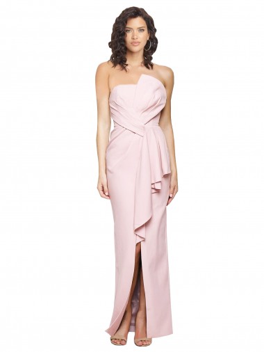 Low Back Pink Sheath Strapless Long Formal Dress / Bridesmaid Dress Bolton