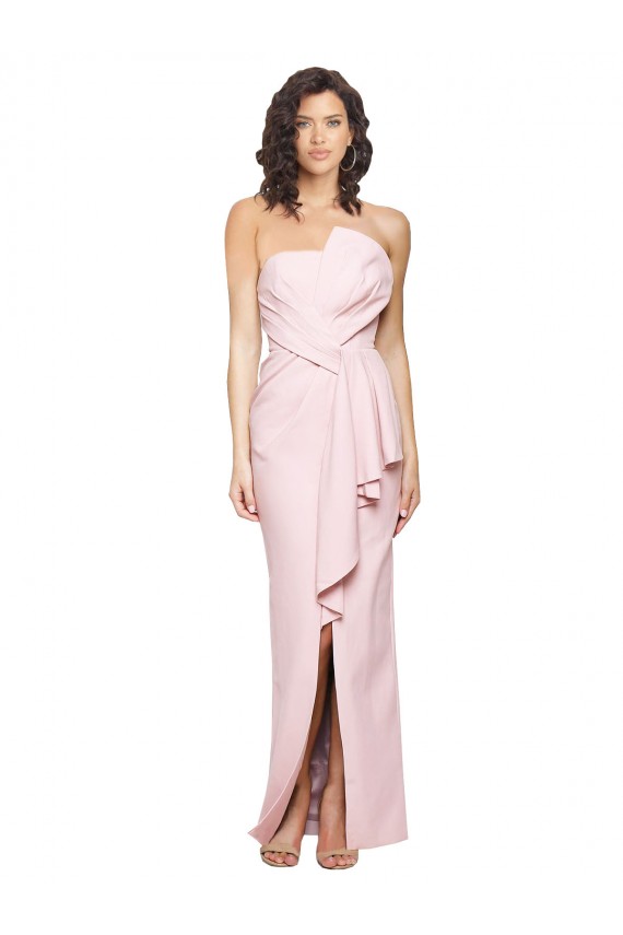 Low Back Pink Sheath Strapless Long Formal Dress / Bridesmaid Dress Bolton