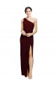 Burgundy Gold Sheath One Shoulder Long Black Tie Evening Gown / Prom Dress / Bridesmaid Dress Bolton