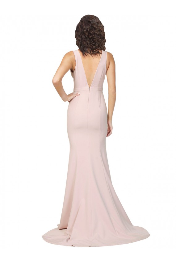 V-Back Pink Sheath V-Neck Sweep Train Black Tie Evening Gown / Prom Dress / Bridesmaid Dress Bolton