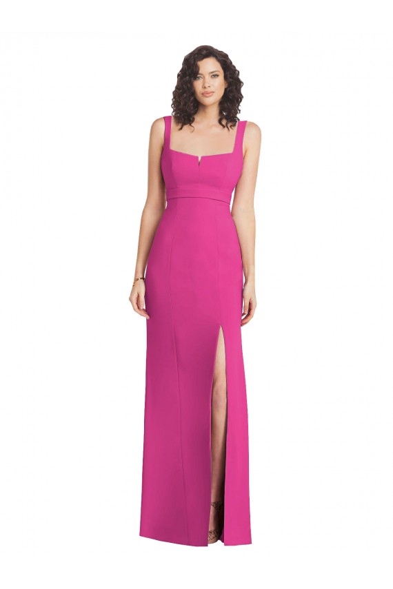 Low Back Fuchsia Trumpet Square Neck Long Semi Formal Evening Dress / Prom Dress / Bridesmaid Dress Bolton