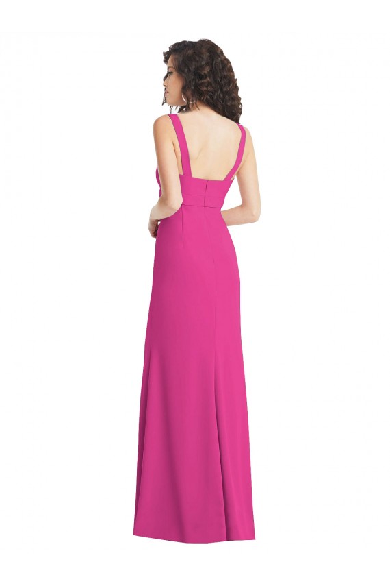 Low Back Fuchsia Trumpet Square Neck Long Semi Formal Evening Dress / Prom Dress / Bridesmaid Dress Bolton