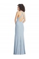 Open Back Light Sky Blue Trumpet High Neck Long Formal Evening Gown / Prom Dress / Bridesmaid Dress Bolton