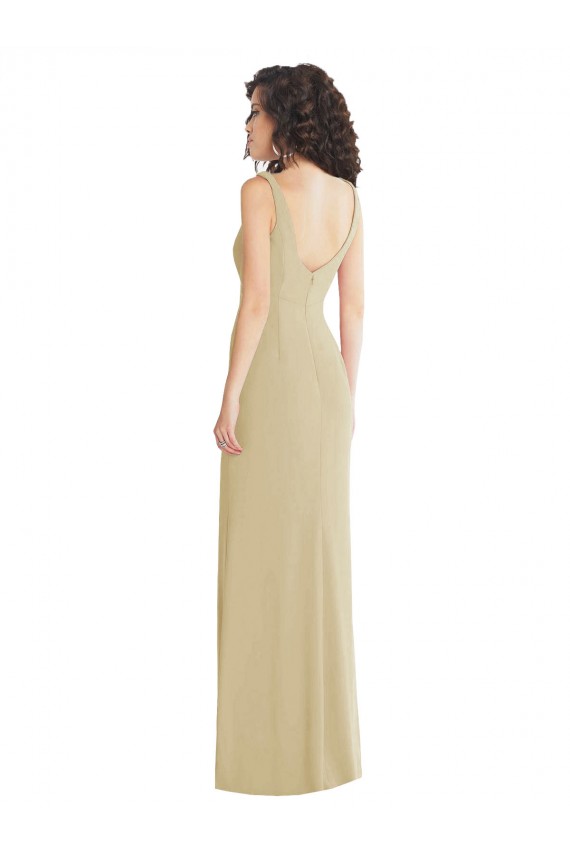 Low Back Champagne Trumpet Square Neck Long Formal Evening Gown / Prom Dress / Bridesmaid Dress Bolton