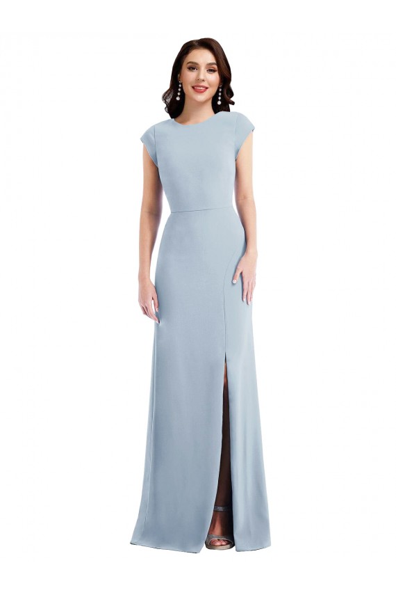 Open Back Light Sky Blue Trumpet Long Formal Evening Gown / Prom Dress / Bridesmaid Dress Bolton