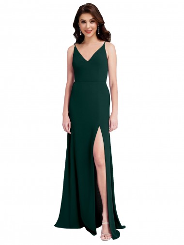 V-Back Midnight Green A-Line V-Neck Long Formal Evening Gown / Prom Dress / Bridesmaid Dress Bolton