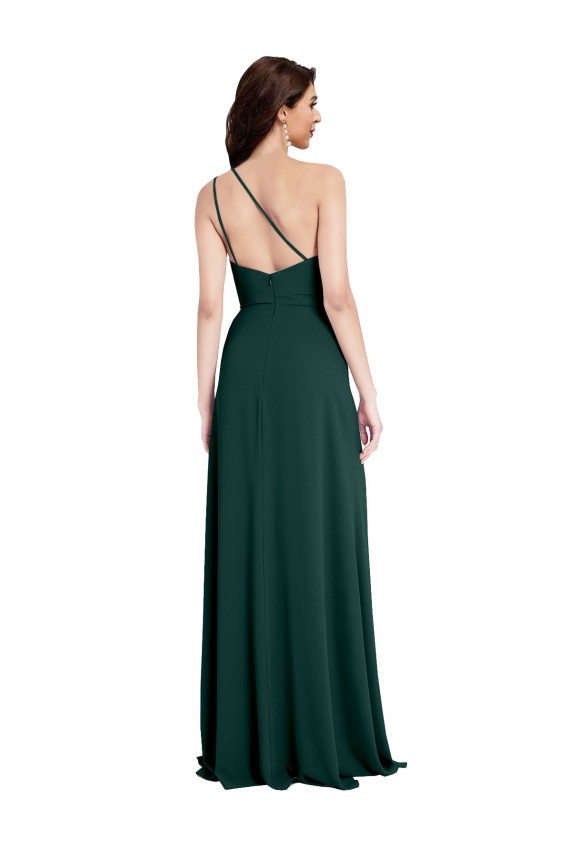 Open Back Midnight Green A-Line One Shoulder Long Formal Evening Gown / Prom Dress / Bridesmaid Dress Bolton