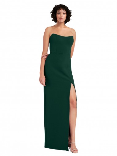 Low Back Midnight Green Sheath Strapless Long Formal Evening Gown / Prom Dress / Bridesmaid Dress Bolton