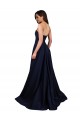 Low Back Dark Navy A-Line High Neck Long Formal Dress / Bridesmaid Dress Bolton