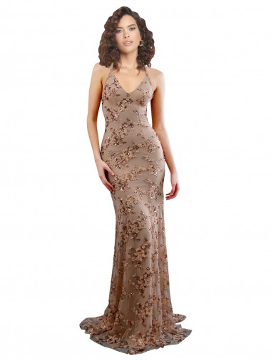 Open Back Rose Gold Mermaid High Neck Long Formal Evening Gown / Prom Dress / Bridesmaid Dress Bolton
