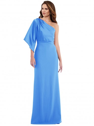 Peacock Blue Trumpet One Shoulder Long Semi Formal Evening Dress / Prom Dress / Bridesmaid Dress Bolton