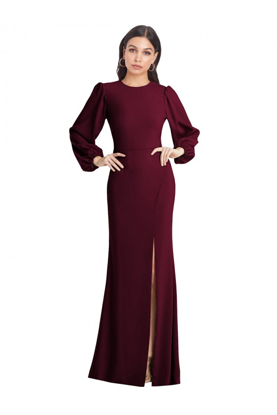 Open Back Burgundy Gold Trumpet Bateau Neck Long Formal Dress / Bridesmaid Dress Bolton