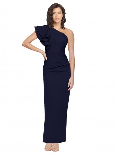 Dark Navy Sheath One Shoulder Long Formal Evening Gown / Prom Dress / Bridesmaid Dress Bolton