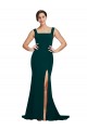 Midnight Green Sheath Square Neck Sweep Train Semi Formal Evening Dress / Prom Dress / Bridesmaid Dress Bolton