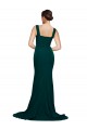 Midnight Green Sheath Square Neck Sweep Train Semi Formal Evening Dress / Prom Dress / Bridesmaid Dress Bolton