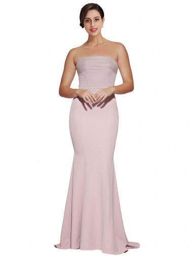 Low Back Mauve Sheath Strapless Sweep Train Formal Evening Gown / Prom Dress / Bridesmaid Dress Bolton