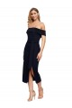 Low Back Black Sheath Square Neck Midi Length Formal Evening Gown / Prom Dress / Bridesmaid Dress Bolton