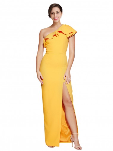 Saffron Sheath One Shoulder Long Formal Evening Gown / Prom Dress / Bridesmaid Dress Bolton